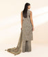 Unstitched Women's Embroidered Lawn Brown Three Piece Suit